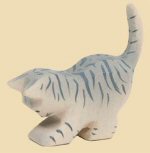 Engelberger Katze grau spielend H�he ca. 6 cm